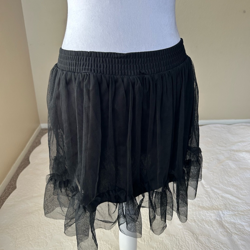 Xhilaration Black Mini Bubble Skirt with Smocked Ruffles for Night Out